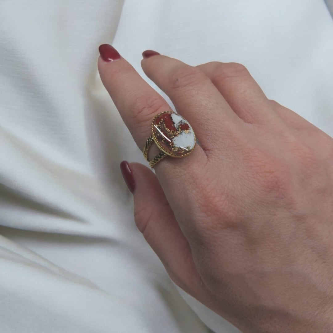 Anello regolabile mod. Marble red