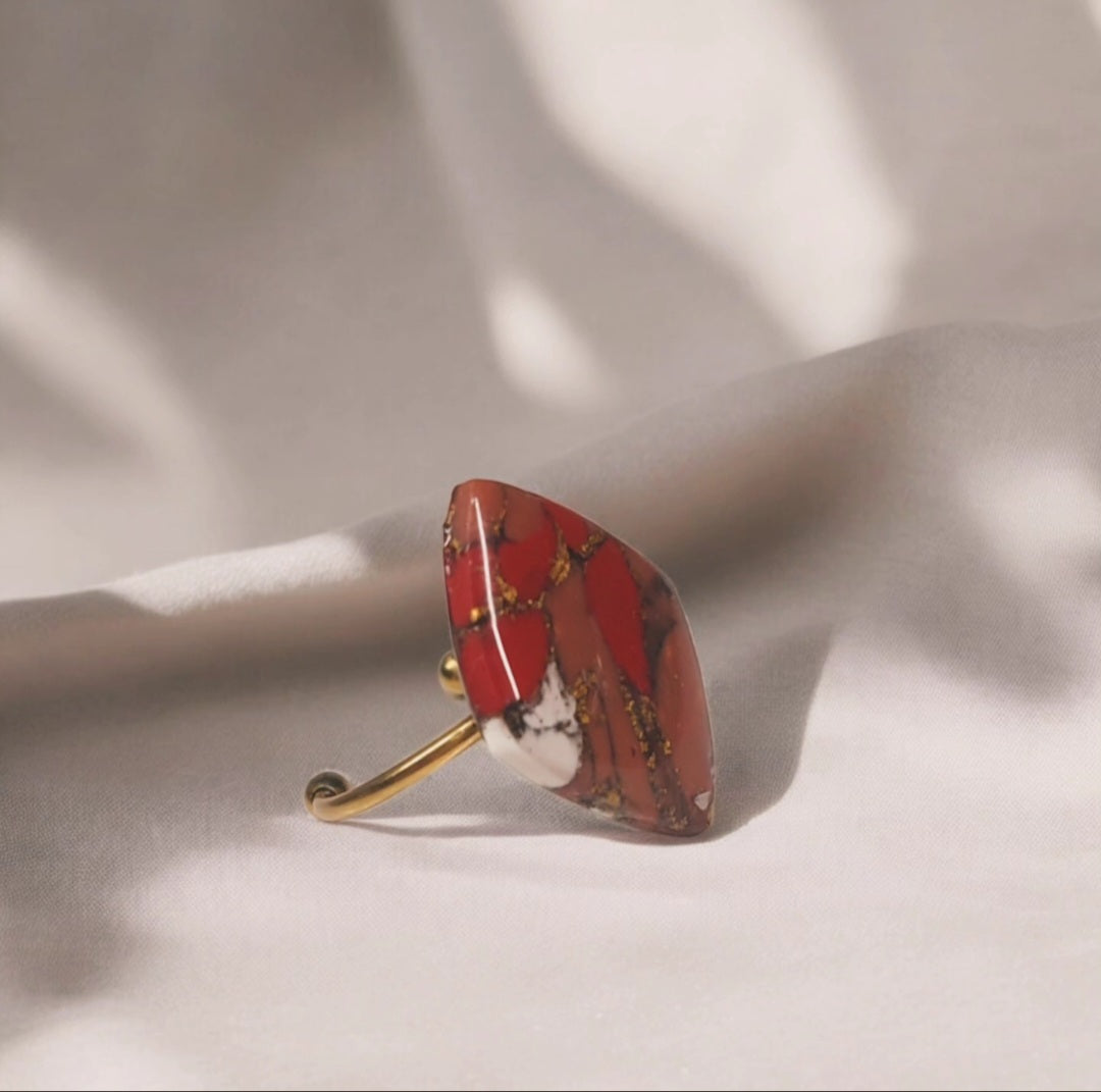 Anello regolabile mod. Marmo rosso rombo
